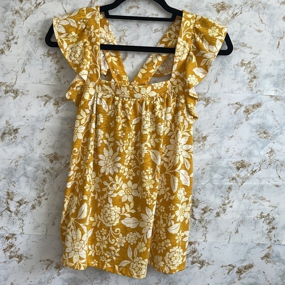 LC Lauren Conrad Floral Ruffled Sleeve Top l SIZE S - Picture 4 of 10